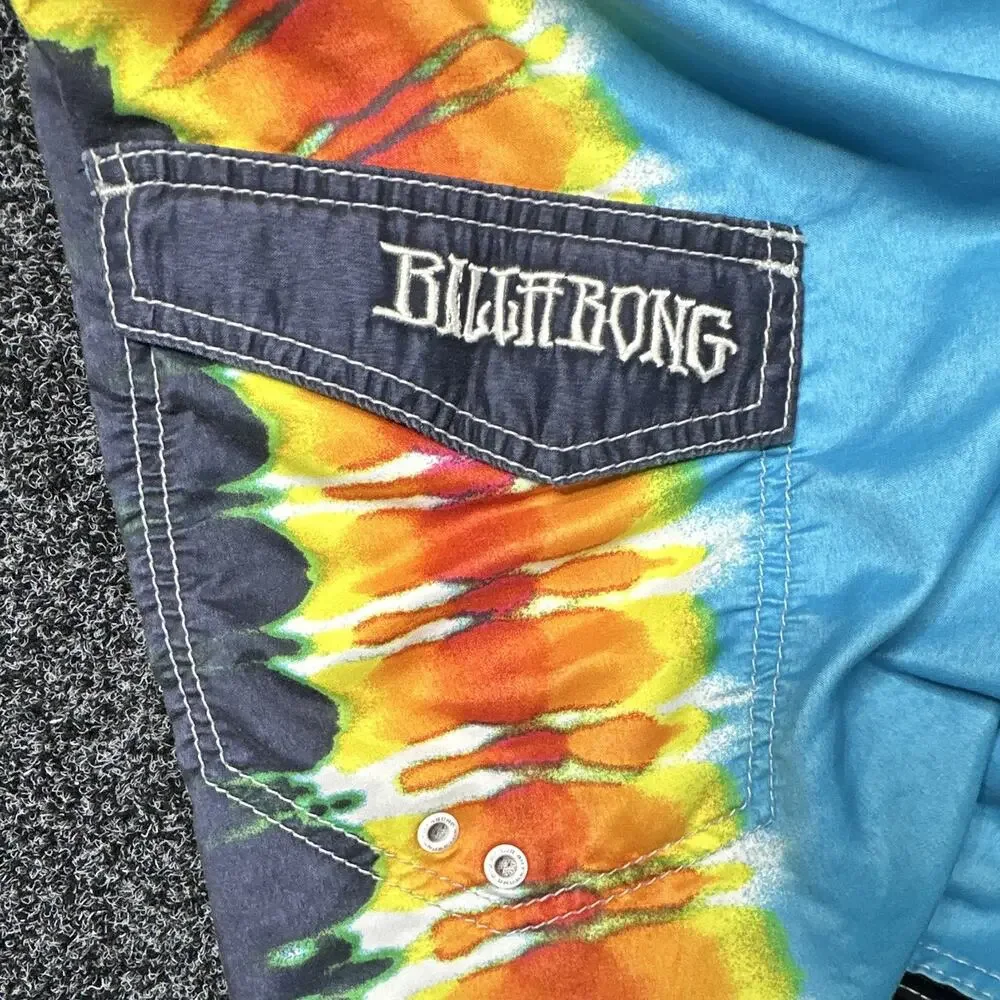 Billabong Drop In and Tune In Board Shorts Mens 36 Blue Gray Tie-Dye Drawstring